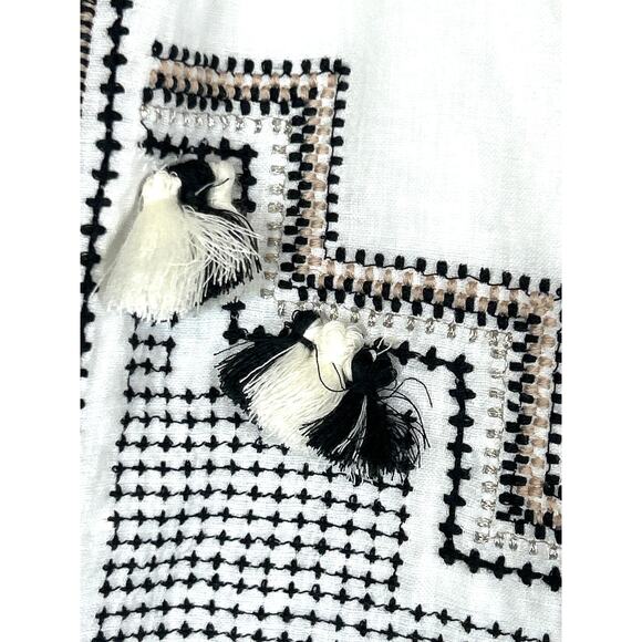 J.Crew Women’s Small White Linen Embroidered Boho Tassel Lightweight Shorts NEW - Picture 5 of 8